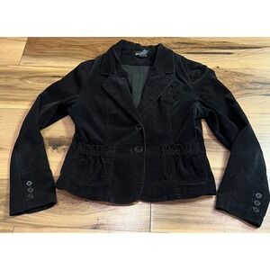 VTG Wet Seal Blazer Womens L Black Corduroy Jacket Academia 90s Y2K Retro Rory